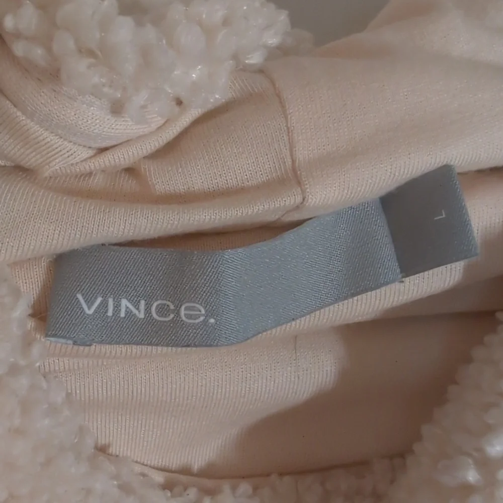 Vince Cream Sandlewood Sherpa Oversized Hooded Pullover Large - Picture 6 of 10